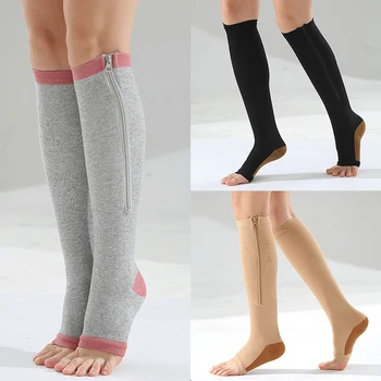 

Over knee Zipper Compression Socks Women Stretch Stockings Shaping Sport Slimming Sleeping Unisex Sport Running Pressure Socks