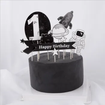 

Cakelove 1set Space Series Astronaut Paper CupCake Cake Toppers Baby Shower Happy 1St Birthday Decorations Party supplies