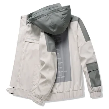 

Spring Autumn Men'S Jackets Hip Hop Jacket Outwear Hooded Wadded Coat Slim Parka Men'S Hooded Fashion Printed Jacket