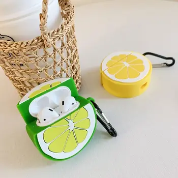 

Cartoon Lemon Fruit Pattern Protective Case Shockproof Soft Silicone Cover Skin Protector for Airpods 1/2 Charging Box Accessory