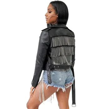 

Spring Autumn Women Faux Soft Leather Jacket Long Sleeve Short Biker Coat Zipper Design Motorcycle PU Jacket