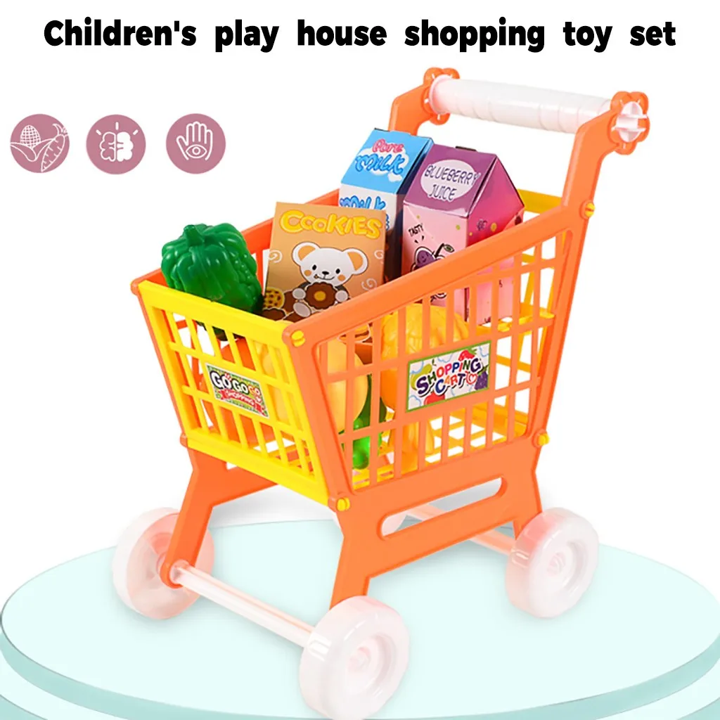Дети моделирование торговый модель тележки Игрушки для маленьких девочек супермаркет фрукты овощи ролевые игры наборы для детей девочка подарки