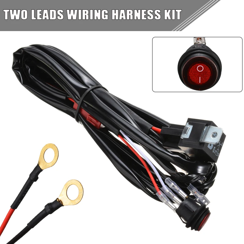 1set Led Light Bar Wiring Harness 12v 40a 200w Relay Fuse Onoffstrobe