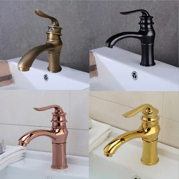 

European Black Retro / Electroplating Hot And Cold Water Mixed Washbasin Faucet Home Bathroom Vanity Basin Counter Basin Tap