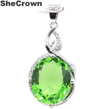 41x18 мм Большой овальный драгоценный камень 18x15 мм зеленый цаворит Гранат женский подарочный серебряный кулон