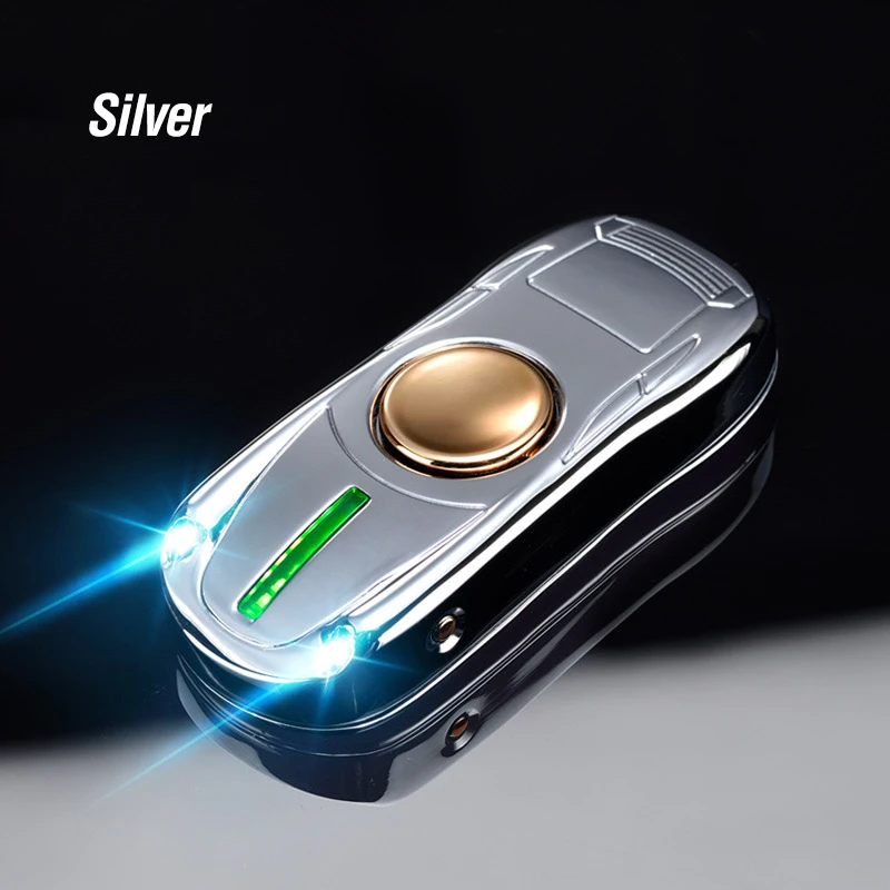 Silver Car Спортивный автомобиль USB Электронная сигарета зажигалка ручной Спиннер турбо зажигалки ветрозащитная дуговая плазменная Зажигалка забавные гаджеты для мужчин - Цвет: Silver Car