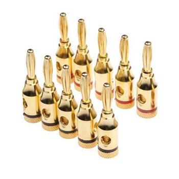 

10Pcs 24k Gold-Plated 4mm Banana Plug Musical Cable Wire Audio Speaker Cable Wire Pin Connector