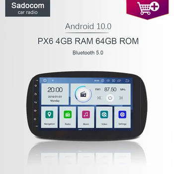 

9" PX6 1 din Android 10.0 6 Core 64GB ROM 4GB RAM Car DVD player autoradio car radio mulimedia For Benz Smart Fortwo 2015~2018