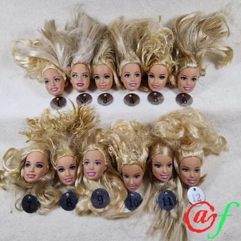 

B3-4 Original Foreign Trade World Smile Beauty 1/6 OOAK NUDE Doll Head Mussed Golden Hair for DIY 90% NEW