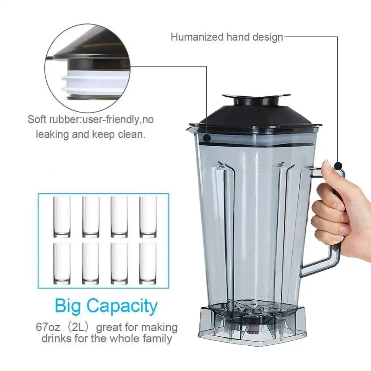 2000L 7Speed Electric Blender Coffee Machine Maker Juicer 4500W Powerful Multi-functiaon Squeezer Vegetable Fruit Easy Wash