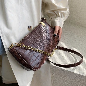 

Vintage Crocodile pattern Chain Bag Fashion Designer Handbag Casual Shoulder Messenger Bags Women Brand Female Small Clutch