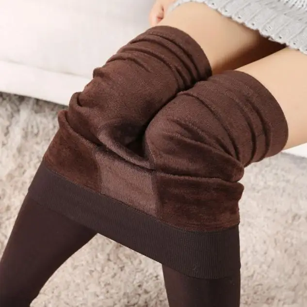 Женские леггинсы, плотные теплые зимние штаны с высокой талией, штаны с флисовой подкладкой, эластичные сексуальные термо эластичные леггинсы, Прямая поставка#5