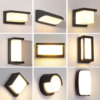 

LED Outdoor Wall Light Modern Minimalist Square Human Body Sensing Wall Dampproof Lamps Waterproof Corridor Hallway Garden Lamp