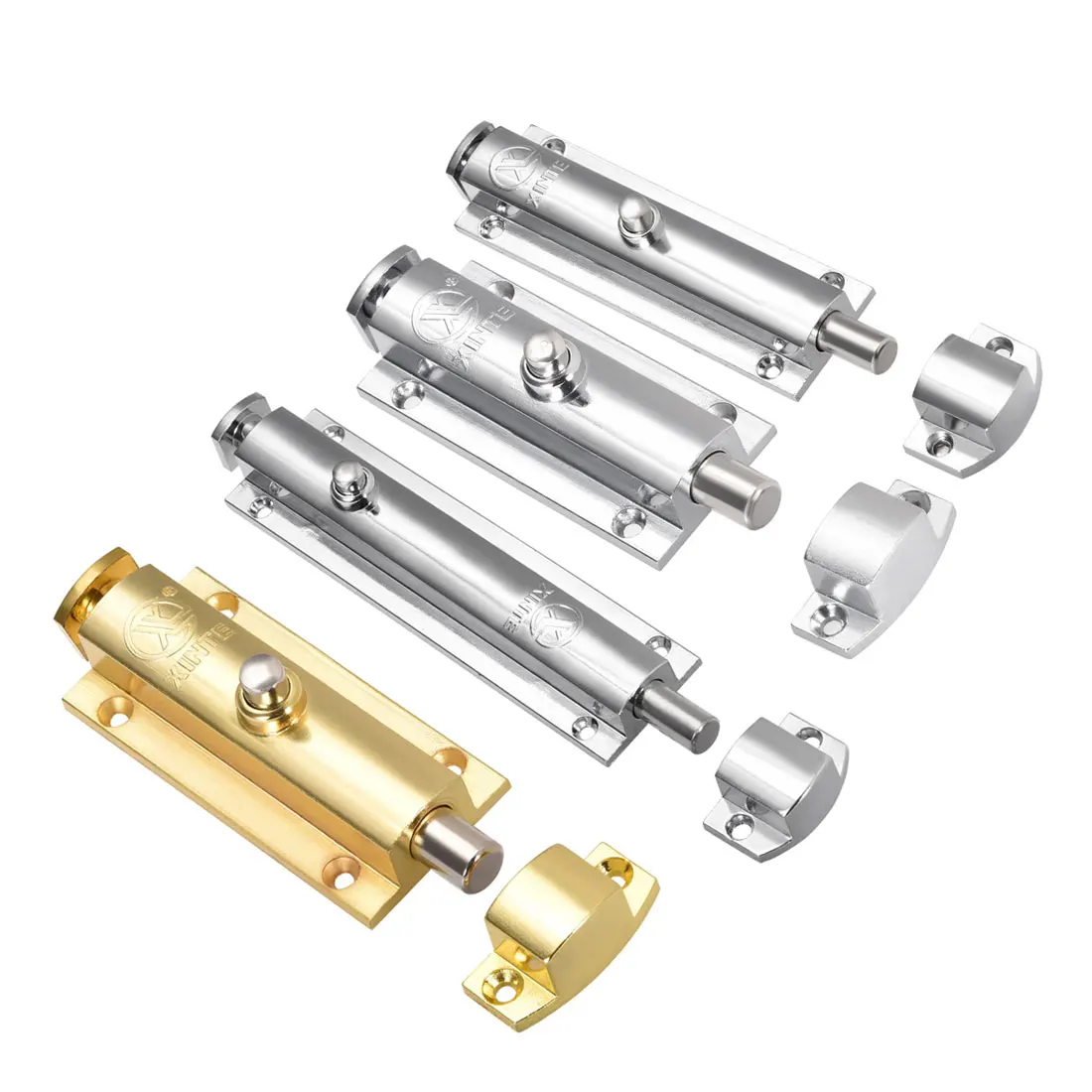 

uxcell Uxcell 1Pcs Door Flush Bolt, 4-inch/6-inch Zinc Alloy Security Sliding Barrel Latch Lock with Spring Switch