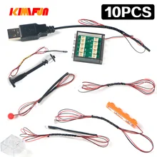 10pcs 0.38mm Wire DIY LED 2pin 1X1 Building Block Lamp 1X4 MOC Accessories Brick USB High-Tech Street 10 In 1 Hub Compatible