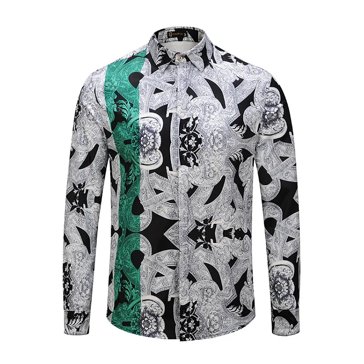men gold shirt5 3D принт, мужские цветные радужные рубашки, крутые хипстерские Роскошные нарядные рубашки, Chemise Homme, новая модная уличная одежда, camisa masculina - Цвет: men gold shirt5