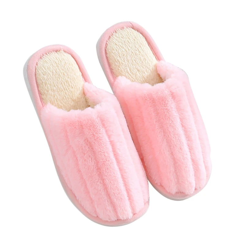 Зимние женские дышащие хлопковые тапочки; мужские Нескользящие домашние тапочки; домашняя обувь для улицы; AXIR - Цвет: pink 38-39