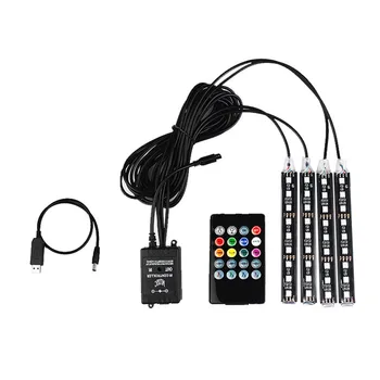 

2019 New Car RGB Strip Light LED Ambience Atmosphere Lamp Voice-Activated Music Rhythm Decorative Car Accessories Interior