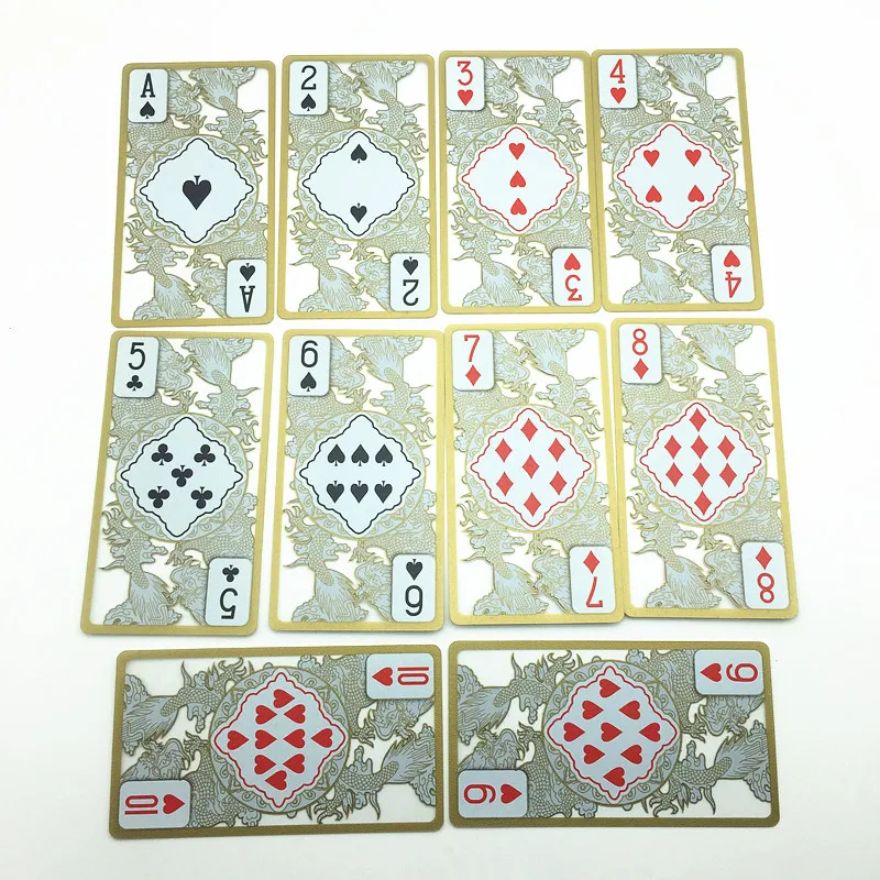 Transparent Plastic Playing Cards Waterproof Gold Edge Poker Cards Dragon Card Game Collection Gift S412