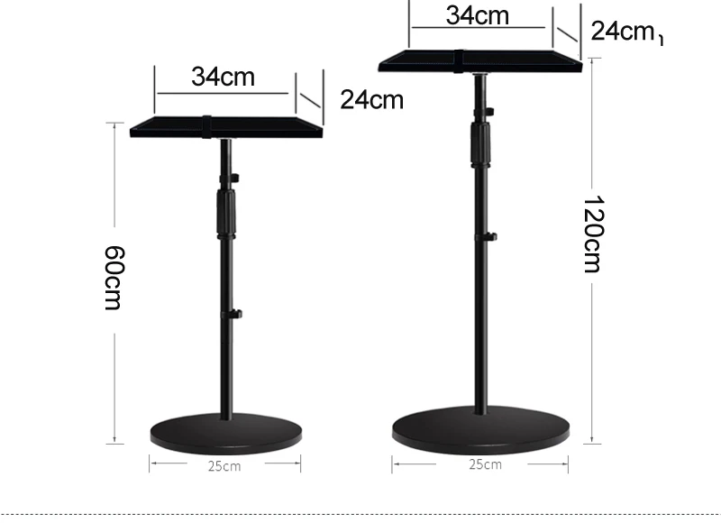 Suporte do Assoalho Ajustável com Bandeja Universal Projetor Tripé Portátil Altura 39x28.5cm Base Grande Pma-t3-60120 5kg 600-1200mm - Image 3