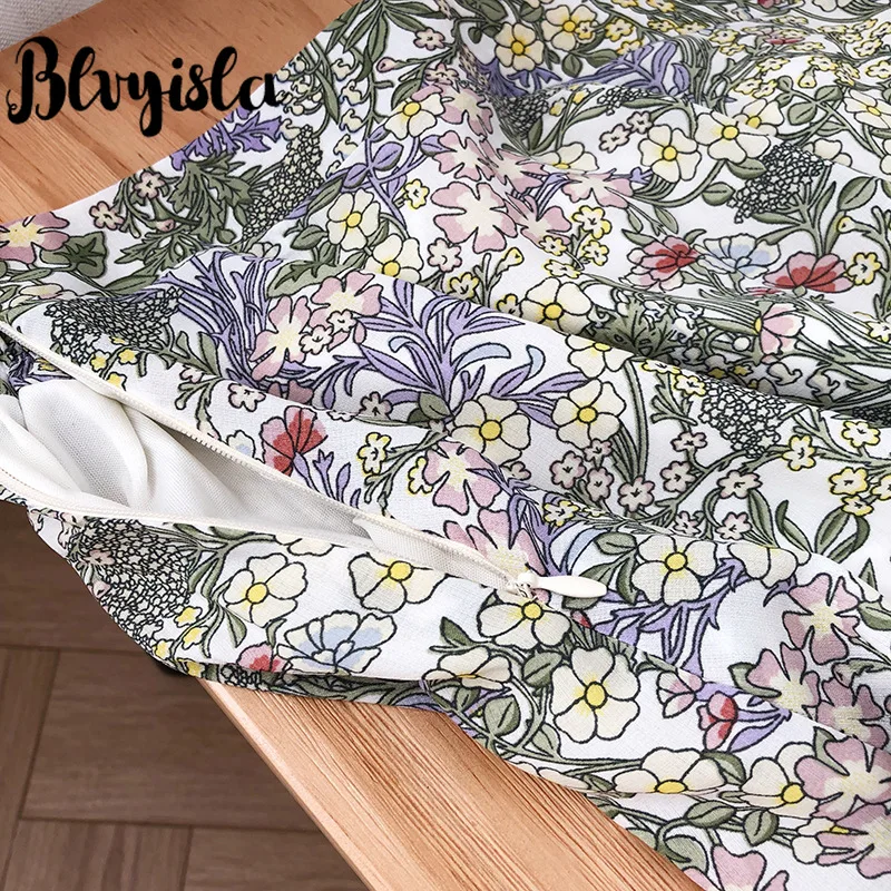 Blvyisla, длинные шифоновые юбки с цветочным принтом, высокая талия, Корейская версия, сексуальные тонкие женские повседневные Мягкие летние юбки