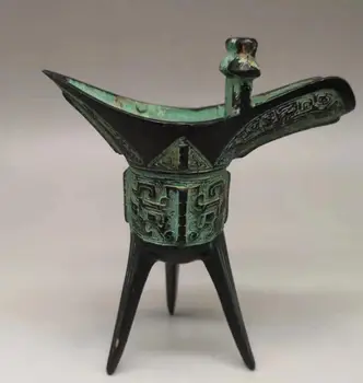 

Copper Statue Factory direct sale antique collection Warring States Han Dynasty wine cup imitation bronze ware Jue cup triangle