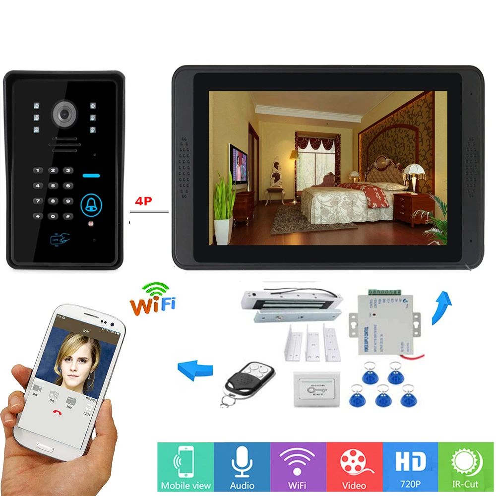 #*Cheap Video Intercom 7 Inch Monitor Wifi Wireless Video Door Phone Doorbell RFID Password Camera Intercom System+Door Opening Lock