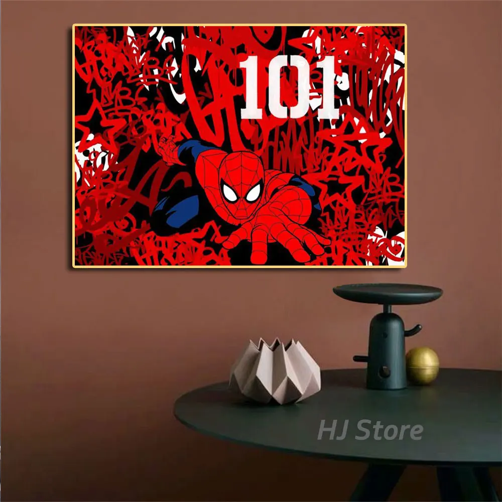 

Marvel Avengers Super Hero Colorful Cartoon Poster Canvas Paintings Spiderman Wall Decor Picture for Living Room Home Decoration