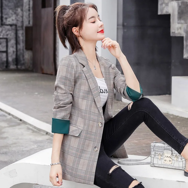 

CHIC Network Red Plaid Small Suit Coat Women's Korean-style 2019 Autumn Clothing New Style Casual Versatile Blazer