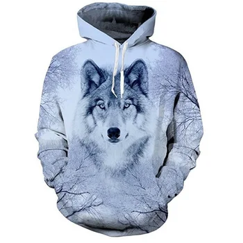 

Men's 3D Christmas Sweatshirt Hoodie Print Baseball Uniform Wolf Head Sweatshirt