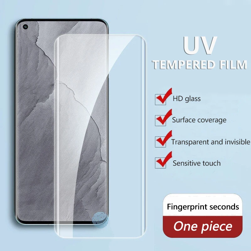 

UV Full Glue Liquid Curved Tempered Glass HD Transparent Screen Protector Fingerprint Unlock Film For Realme GT Master Explorer