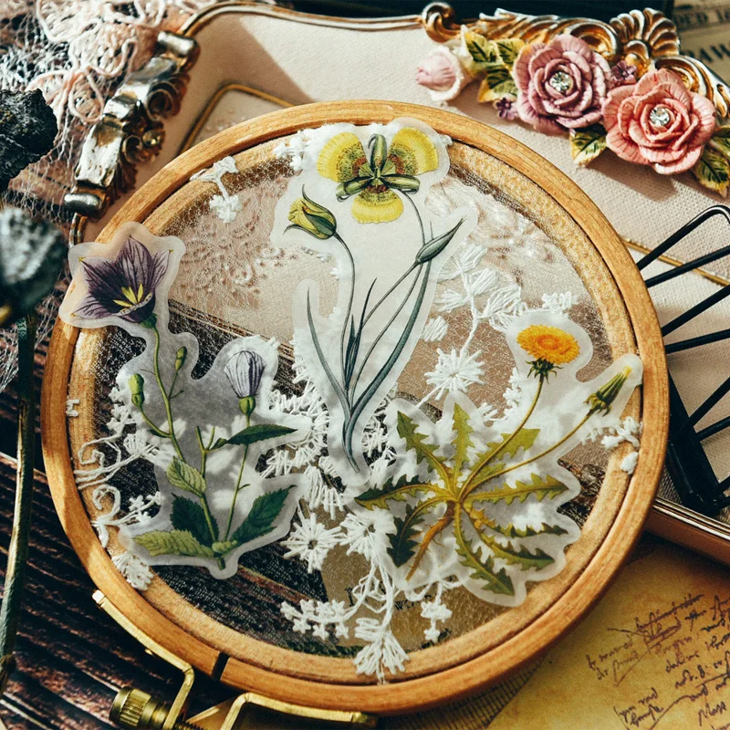 Sulfato de Flores de Penas do Vintage Papelaria Diário Papel Adesivos Junkjournal Decorativo Álbum Scrapbooking Adesivo 32 Pçs - Set 9 Material escolar e de escritório