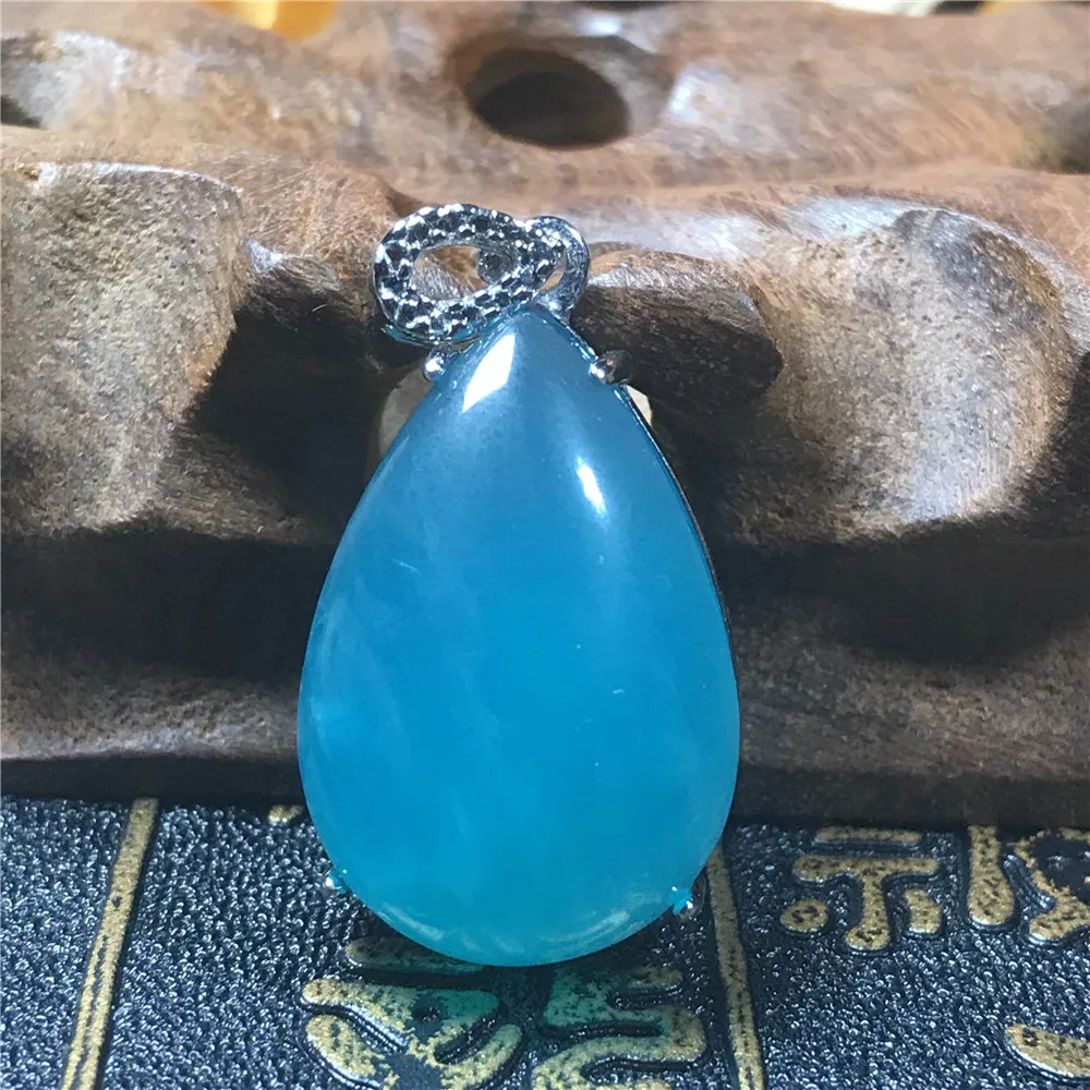 

Genuine Natural Green Amazonite Necklace Pendant For Woman 31x19x10mm Water Drop Beads 925 Silver Crystal Gemstone Jewelry AAAAA