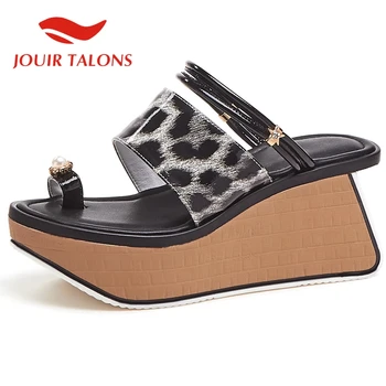 

Doratasia 2020 Dorpship Stylish Wedges High Heels Platform Leopard Flip Flops Genuine Leather Summer Sandals Women Shoes