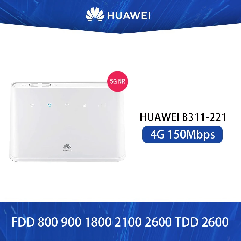 Huawei 4G Router B311-221 Con Slot Per Sim Card Cat4 150Mbps Lte Cpe 2.4Ghz Supporto Per Router Esterno Antenna Voip Gratuita