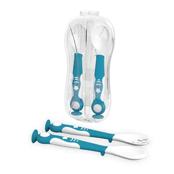 

2Pcs Bendable Baby Spoon Fork Set Toddler Infant Learning Tableware Flatware Utensils Kids Cutlery with Storage Box