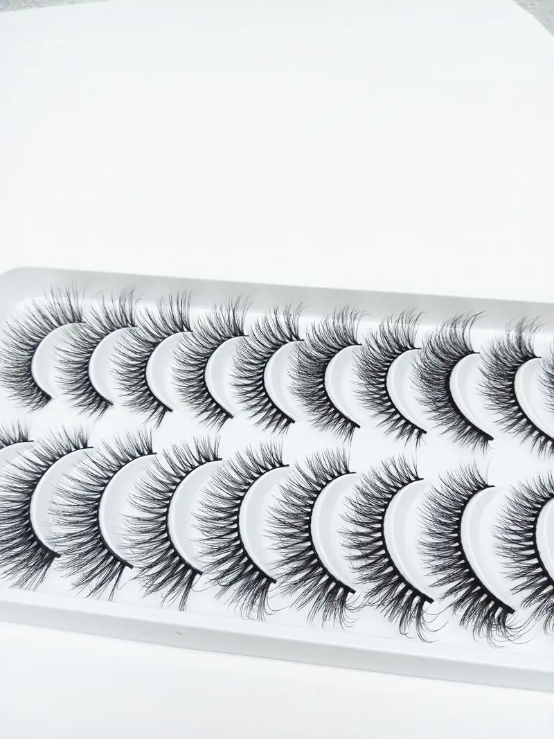 10 пар/компл. макияж Natural3DVolume норки искусственные завитые ресницы крест длинный толстый ресницы серо-коричневого цвета Мягкая ручной наращивание ресниц