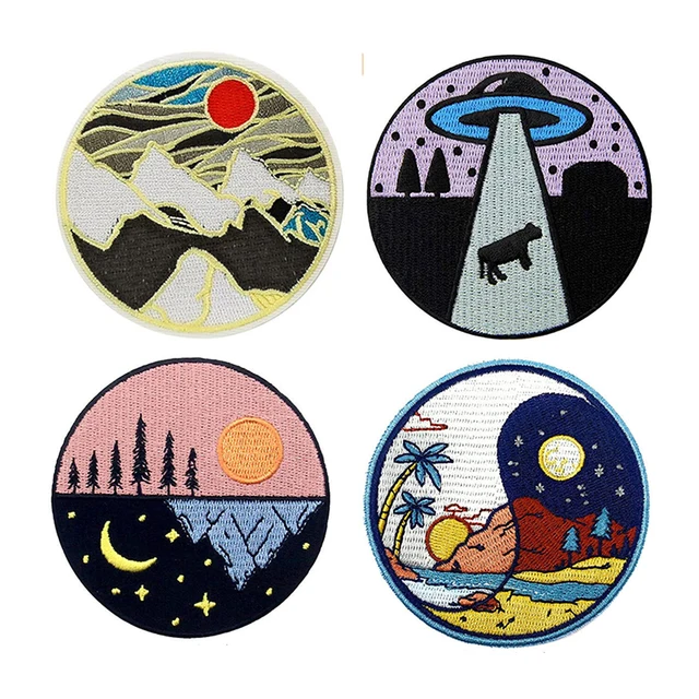 Scenery Sun Cute Iron On Patches For Clothes Handmade Sewing Patterns Embroidered Applique Patch On Clothes Stickers Vintage 22