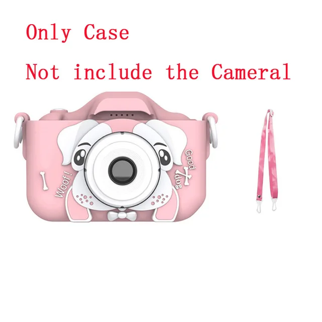 Children Kids Camera Educational Toys for Baby Gift Mini Digital Camera 1080P Projection Video Camera with 2 Inch Display Screen Pink Dog Case Only