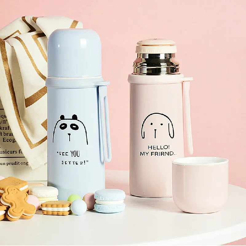 Cute Stick Figure Drawing Cartoon Thermoses 304 Double Vacuum Flasks Heat Preservation Cold Water Cup for Children Couples Women | Дом и сад