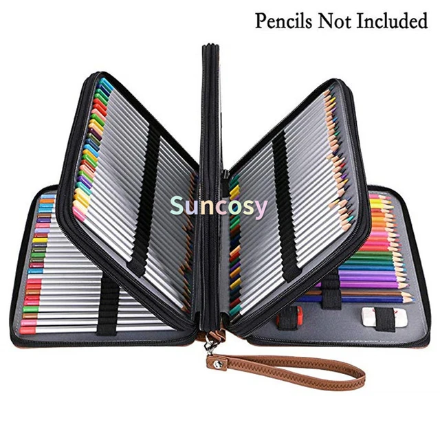 Colored Pencil Case - 200 Slots Pencil Holder With Zipper Closure