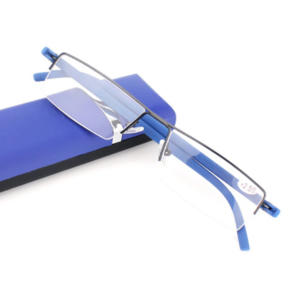 

Ultralight Reading Glasses Women Men Bendable Rectangle Tr90 Semi-rim Frame Classic Anti Blu Anti Fatigue with Case +1 +1.5 To+4