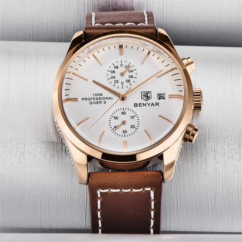 Benyar 5187 Mens Chronograph Watch - Brown | Vivid Nuance South Africa