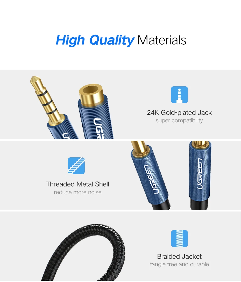 Удлинительный кабель Ugreen, аудиокабель для Huawei P20 Lite, наушников .