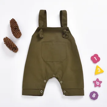 

Children's Clothes Summer Fashion Soft Cotton Solid Girls Boys Overalls Elastic Waist Suspender Pants Work Pants Baby Overalls