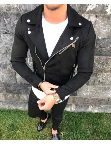 

MEN'S Leather Coat Korean-style Jacket Fold-down Collar Short Casual Men'S Wear Trend