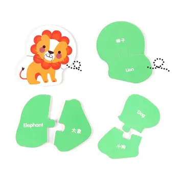 

3pcs Baby Kids Cognition Puzzles Toys Wooden Cartoon Cognition Puzzles Toys Baby Iron Box Cards Matching Education Game