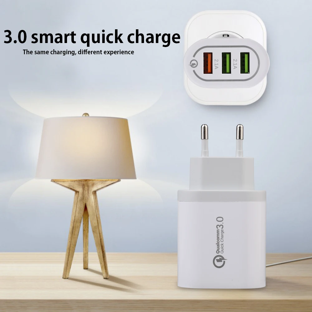 3 USB зарядное устройство QC3.0 Быстрая зарядка настенное зарядное устройство адаптер для мобильного телефона штепсельная вилка европейского стандарта Универсальное зарядное устройство для мобильного телефона s для всех телефонов