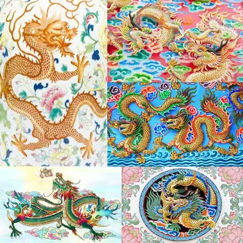 

5D DIY Full Drill Diamond Painting Rhinestone Canvas Dazzling Resin Sequins Chinese Dragon Pattern Embroidery Mosaic Kit