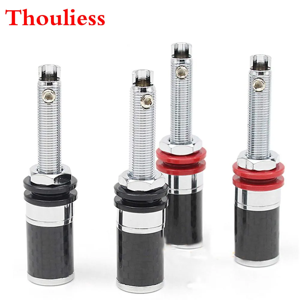 

Thouliess 4pcs HIFI Rhodium Plated Carbon Fber Couple Terminals Red Black Connector Amplifier Terminal Speaker Binding Post